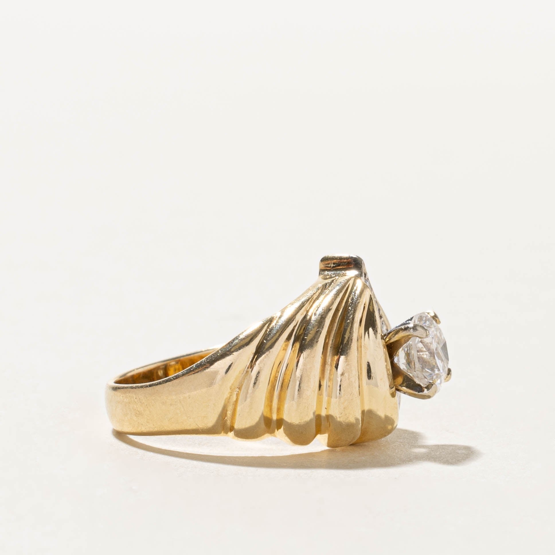 14k Diamond Waterfall Croissant Style Cocktail Ring | 1.07ctw | SZ 6.75