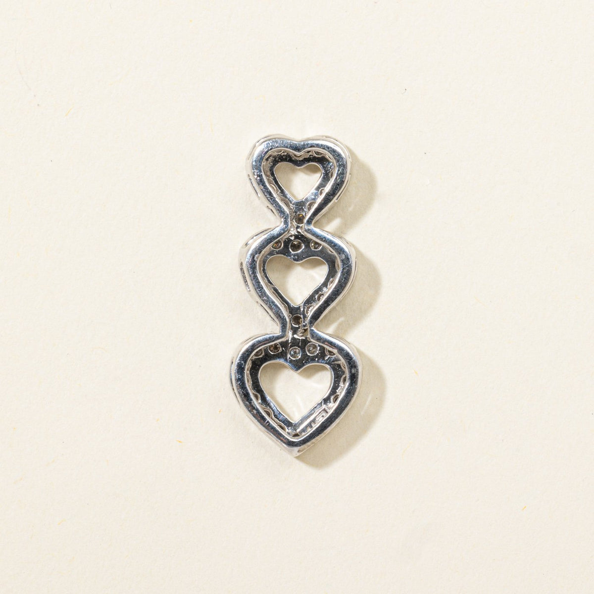 14k Pave Set Diamond Open Heart Drop Pendant | 0.45ctw