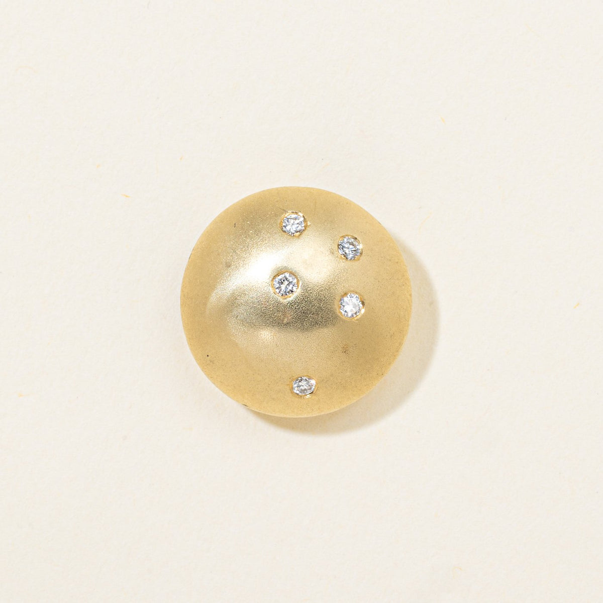 18k Scattered Diamond Matte Puffed Round Pendant | 0.08ctw