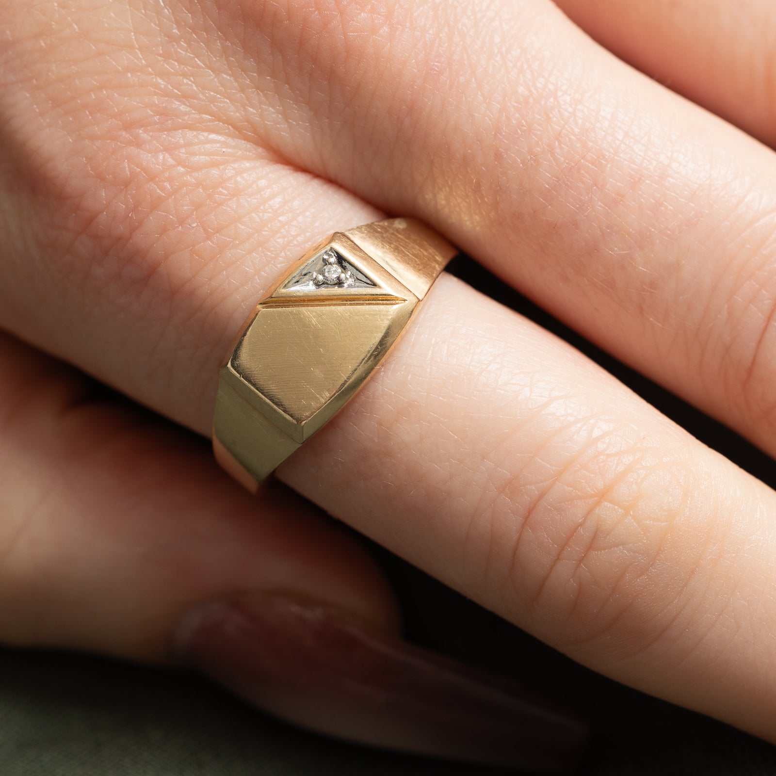 Corner Diamond Signet Ring | 0.007ct | SZ 10.75