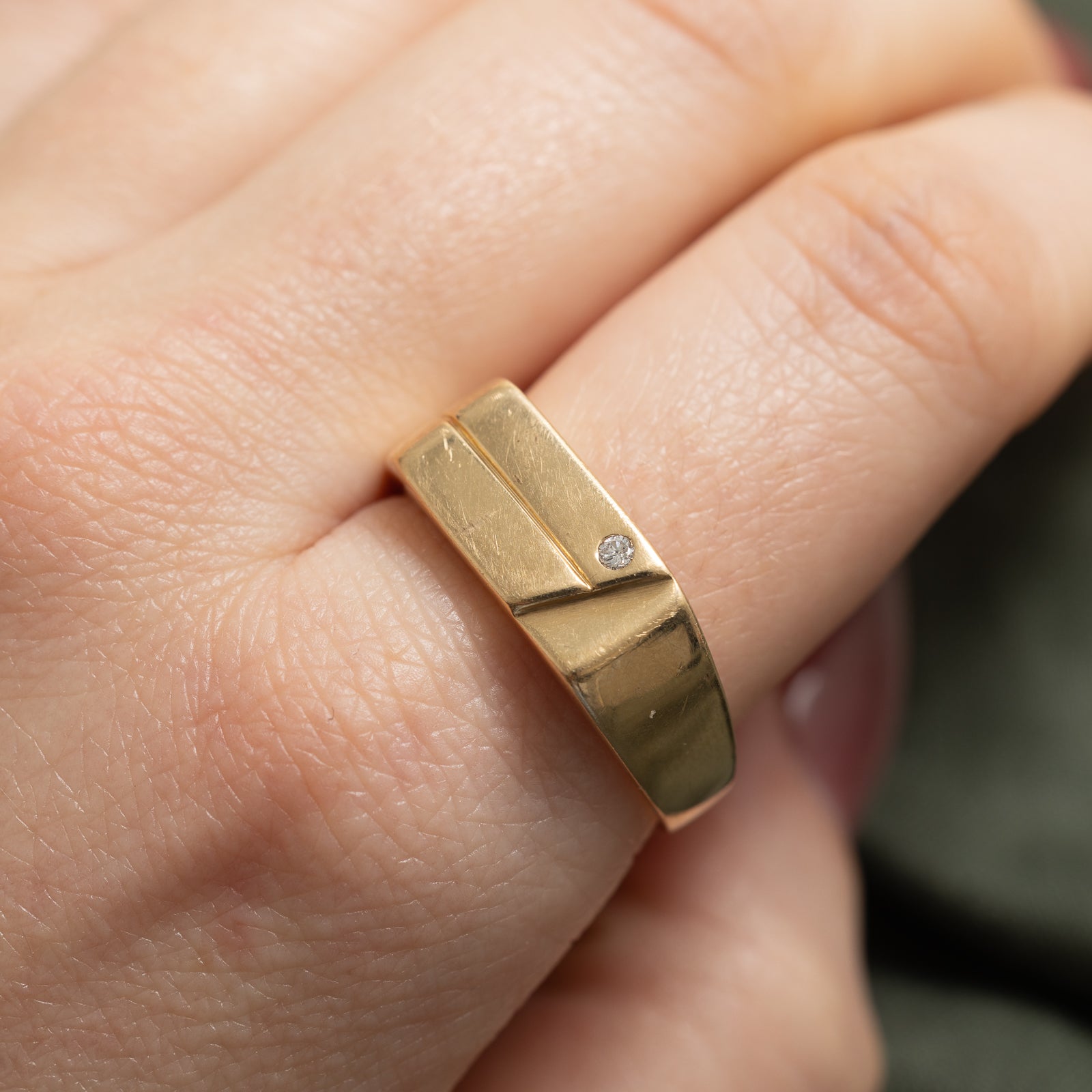 Flush Set Diamond Grooved Band | 0.02ct | SZ 12