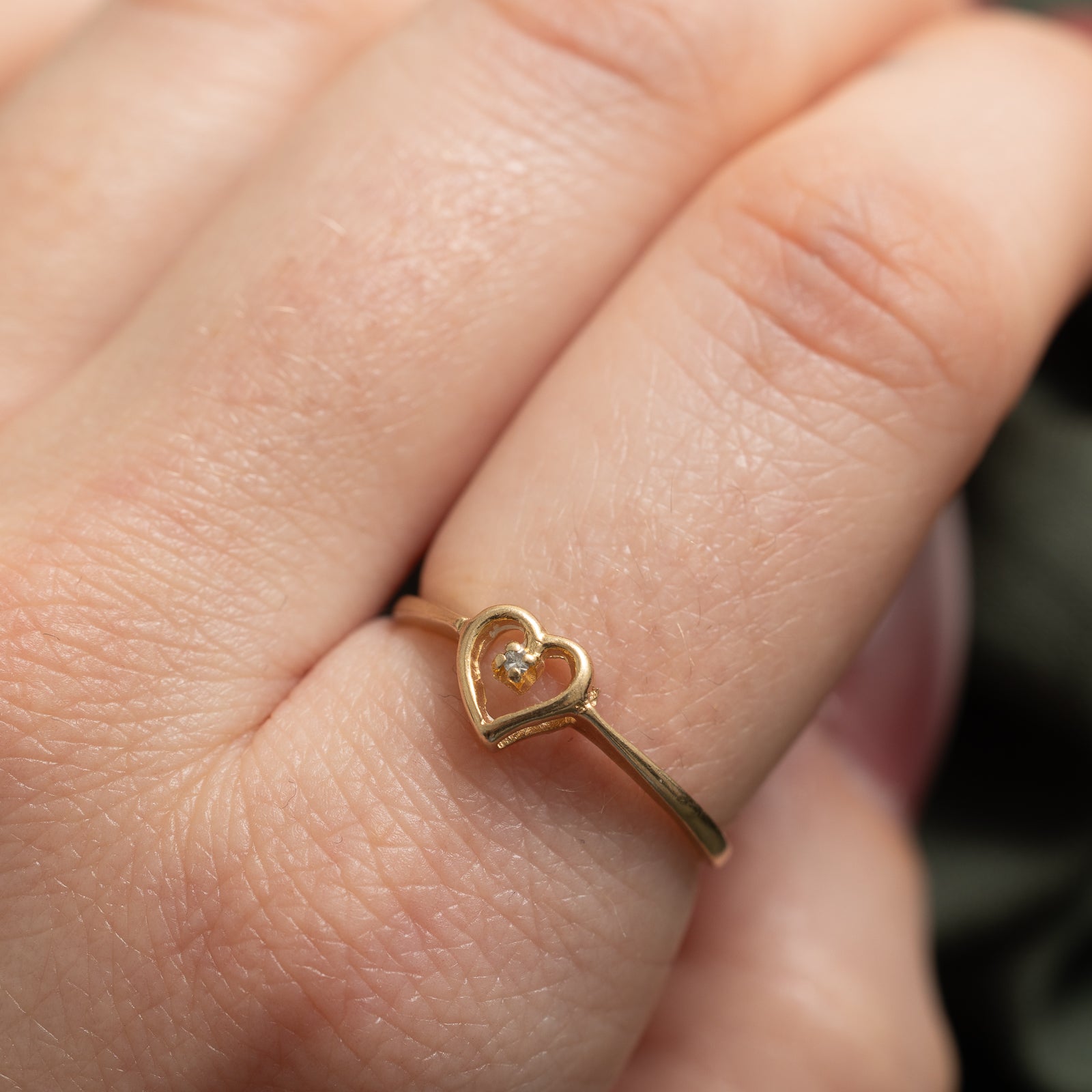 Bague cœur ouvert en diamant | 0,005 ct | Taille 8,25