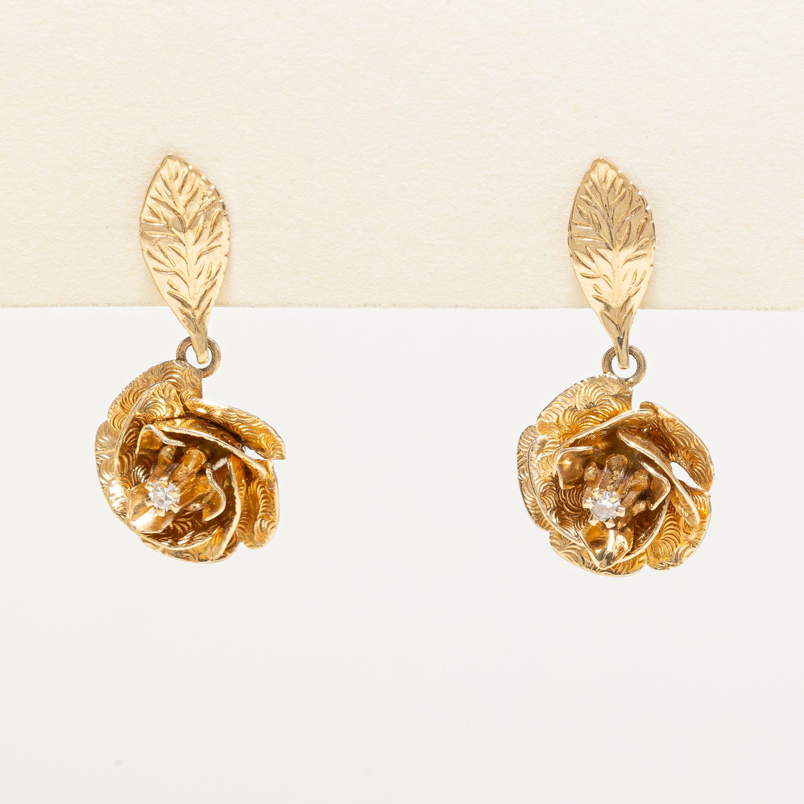 Diamond Flower Drop Earrings | 0.03ctw