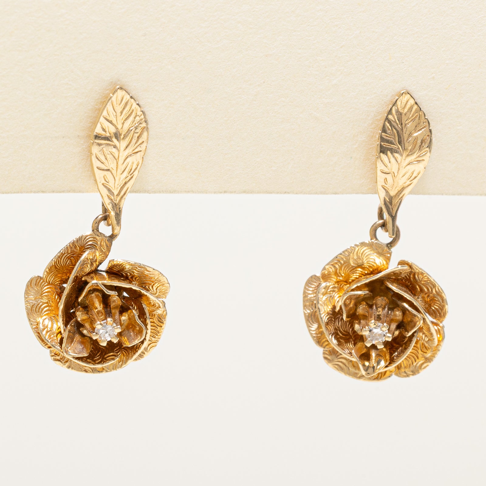 Diamond Flower Drop Earrings | 0.03ctw