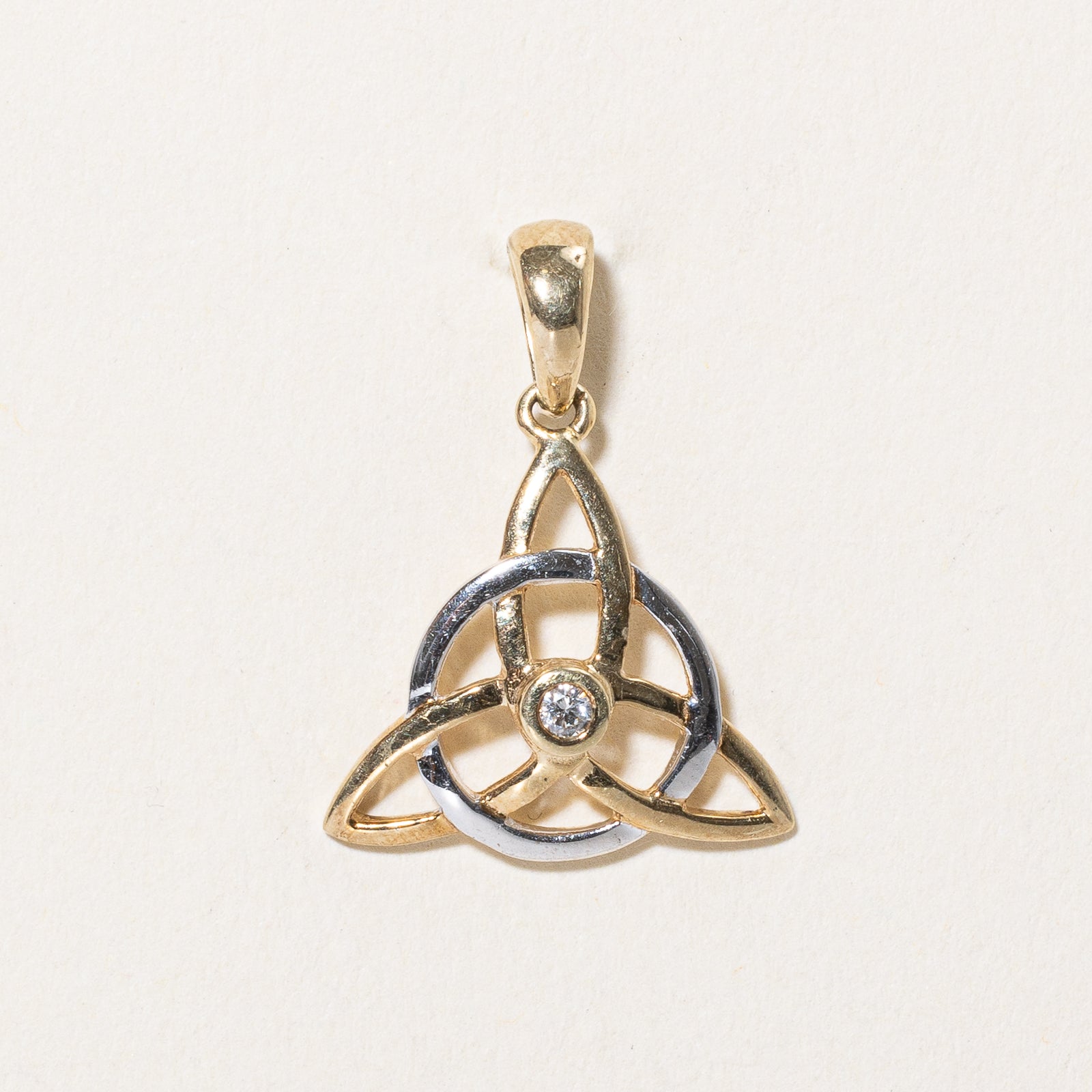 Two Tone Gold Diamond Celtic Knot Pendant | 0.02ct