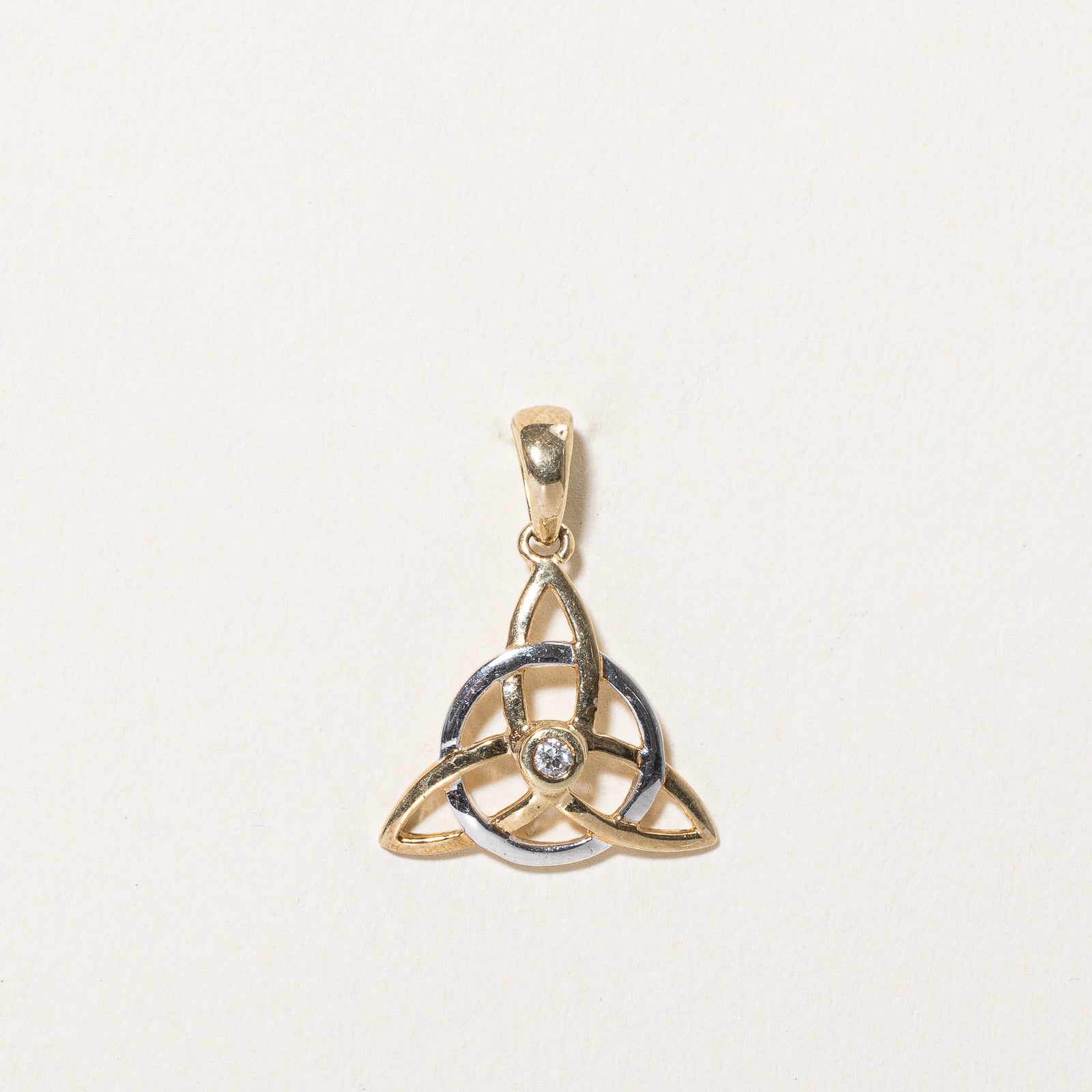 Two Tone Gold Diamond Celtic Knot Pendant | 0.02ct