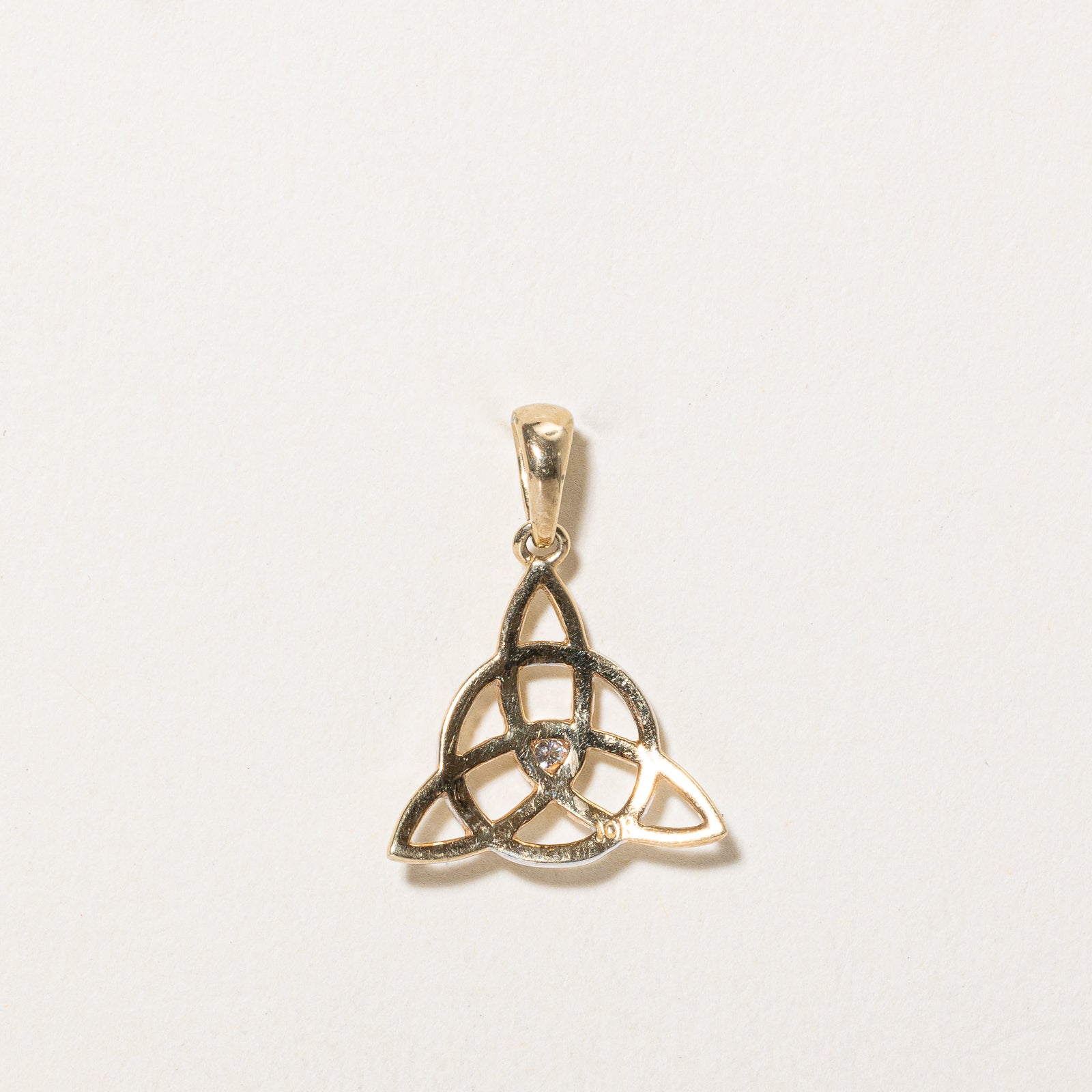 Two Tone Gold Diamond Celtic Knot Pendant | 0.02ct