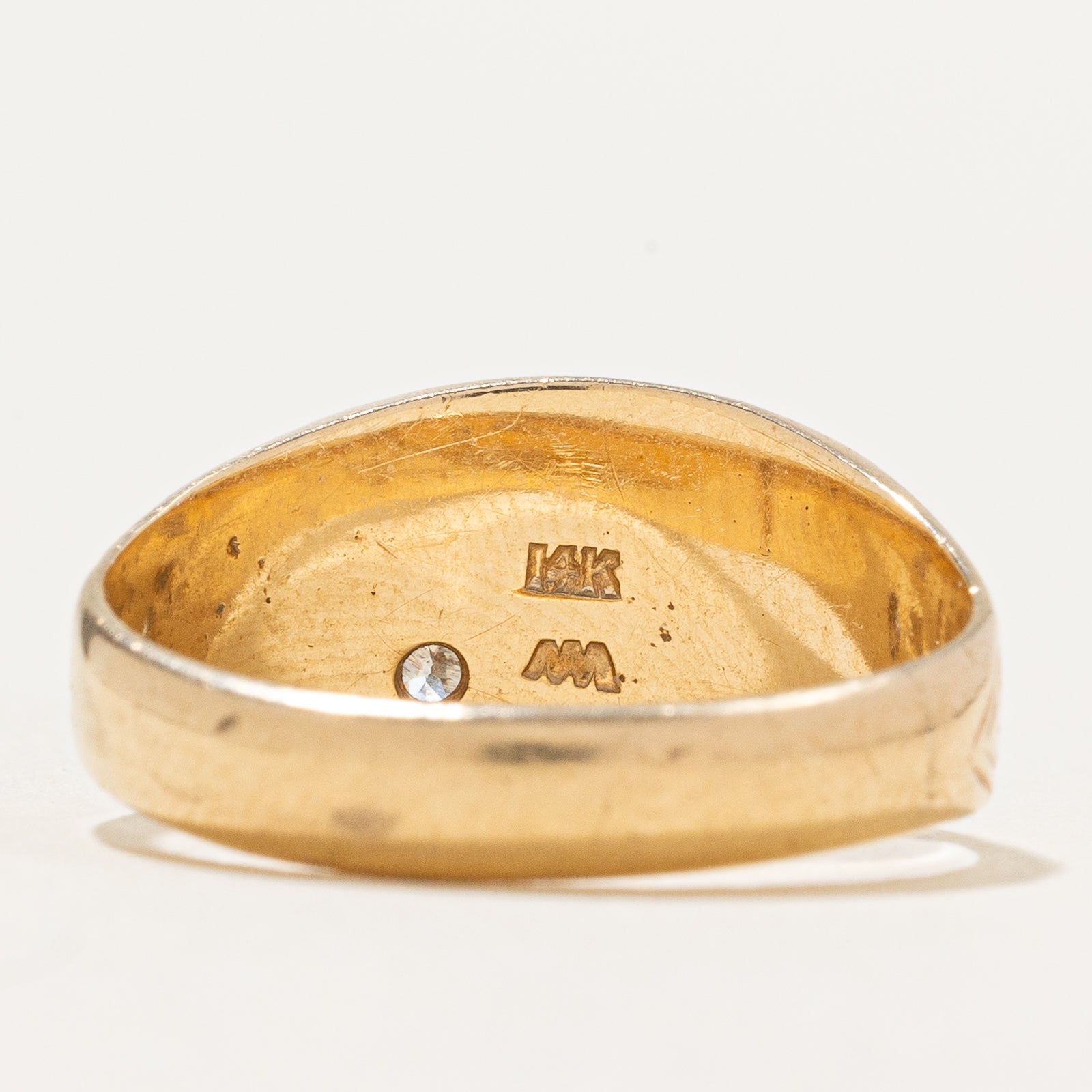 Bague chevalière initiale « CES » en diamant | 0,02 ct | Taille 5,25