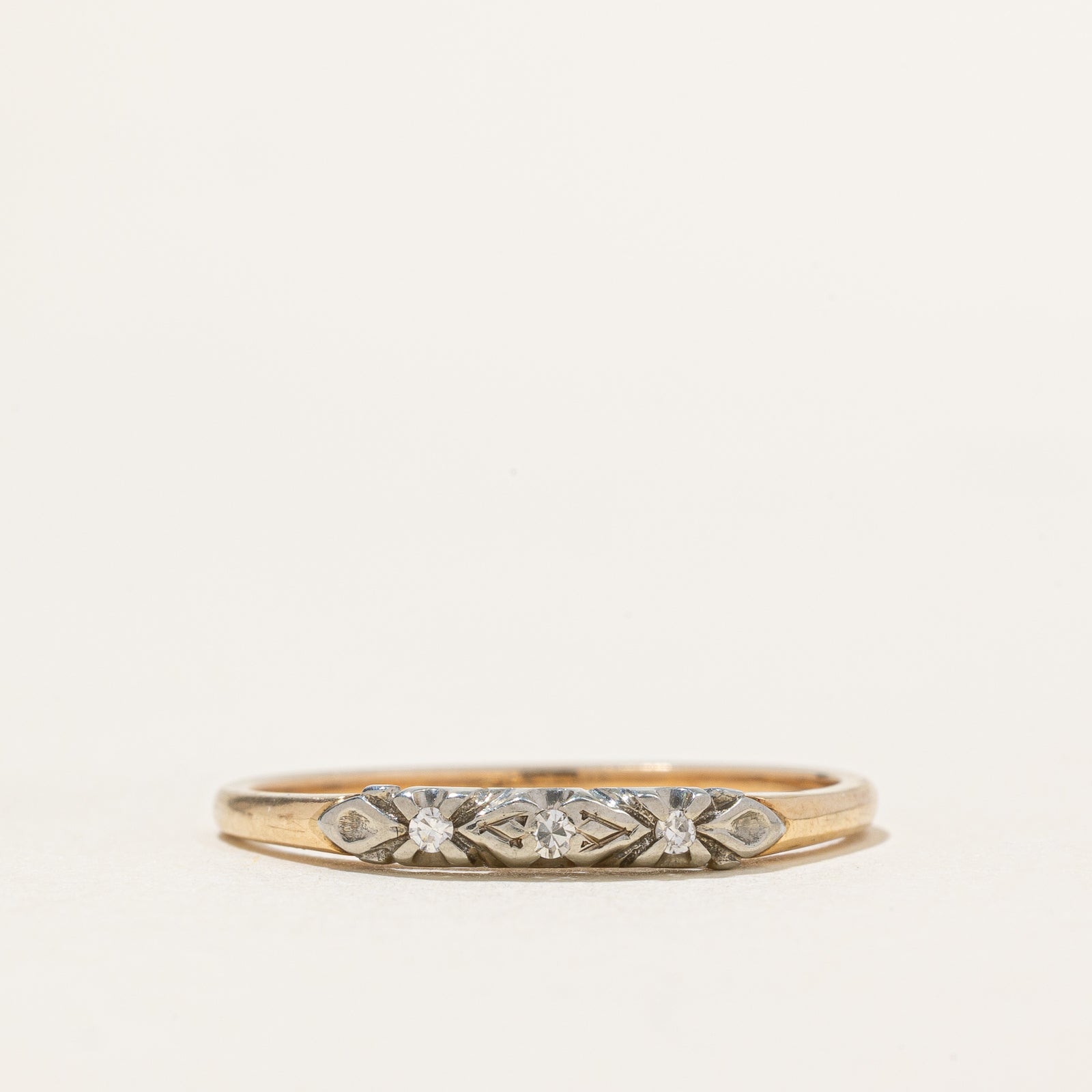 Vintage Three Stone Diamond Band | 0.02ctw | SZ 9
