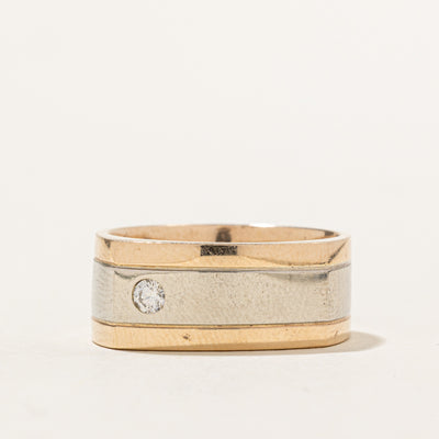 Two Tone Gold Single Stone Diamond Band | 0.07ct | SZ 8.25