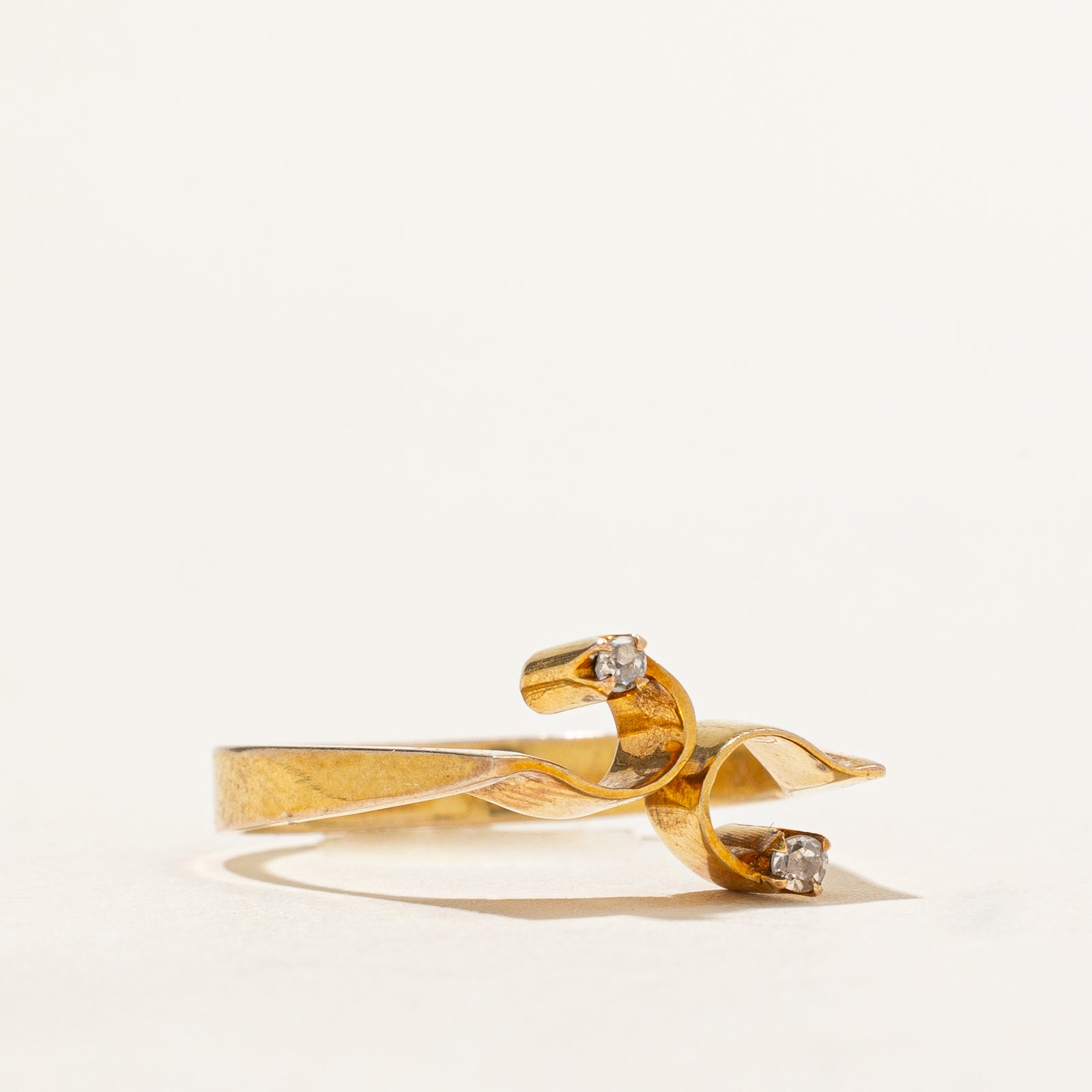 Two Stone Diamond Bypass Ring | 0.025ctw | SZ 4.5