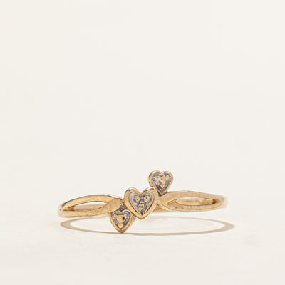 Diamond Triple Heart Ring | 0.005ct | SZ 7.25