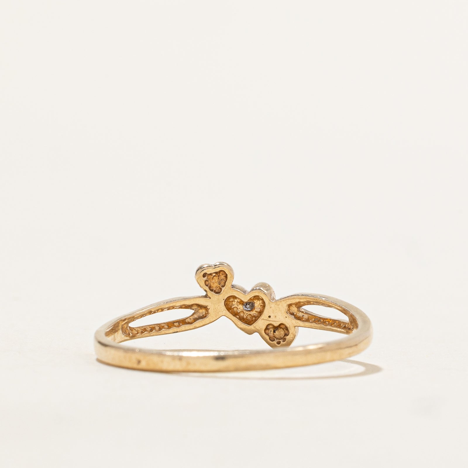Bague triple cœur en diamant | 0,005 ct | Taille 7,25