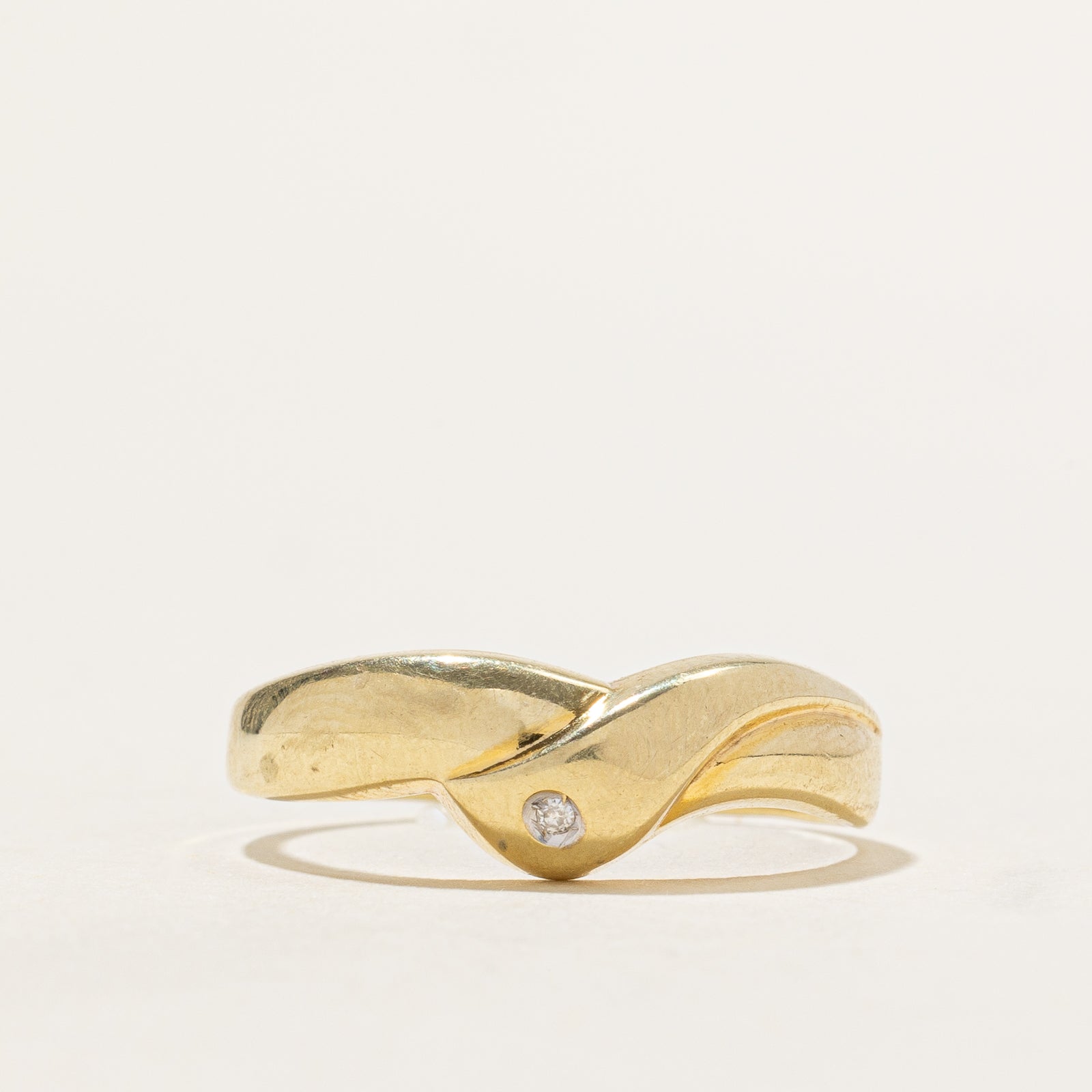 Flush Set Diamond Chevron Ring | 0.005ct | SZ 8.25