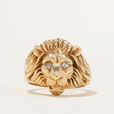 Diamond Lion Head Ring | 0.10ctw | SZ 10