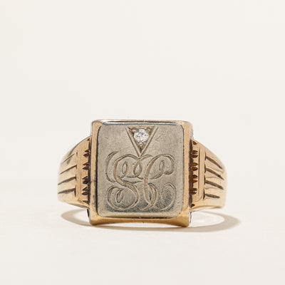 Diamond 'SC' Initial Signet Ring | 0.02ct | SZ 11