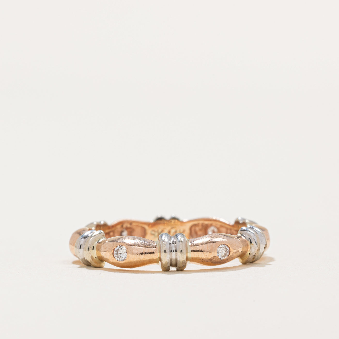 Flush Set Diamond Two Tone Ring | 0.12ctw | SZ 6.75 |