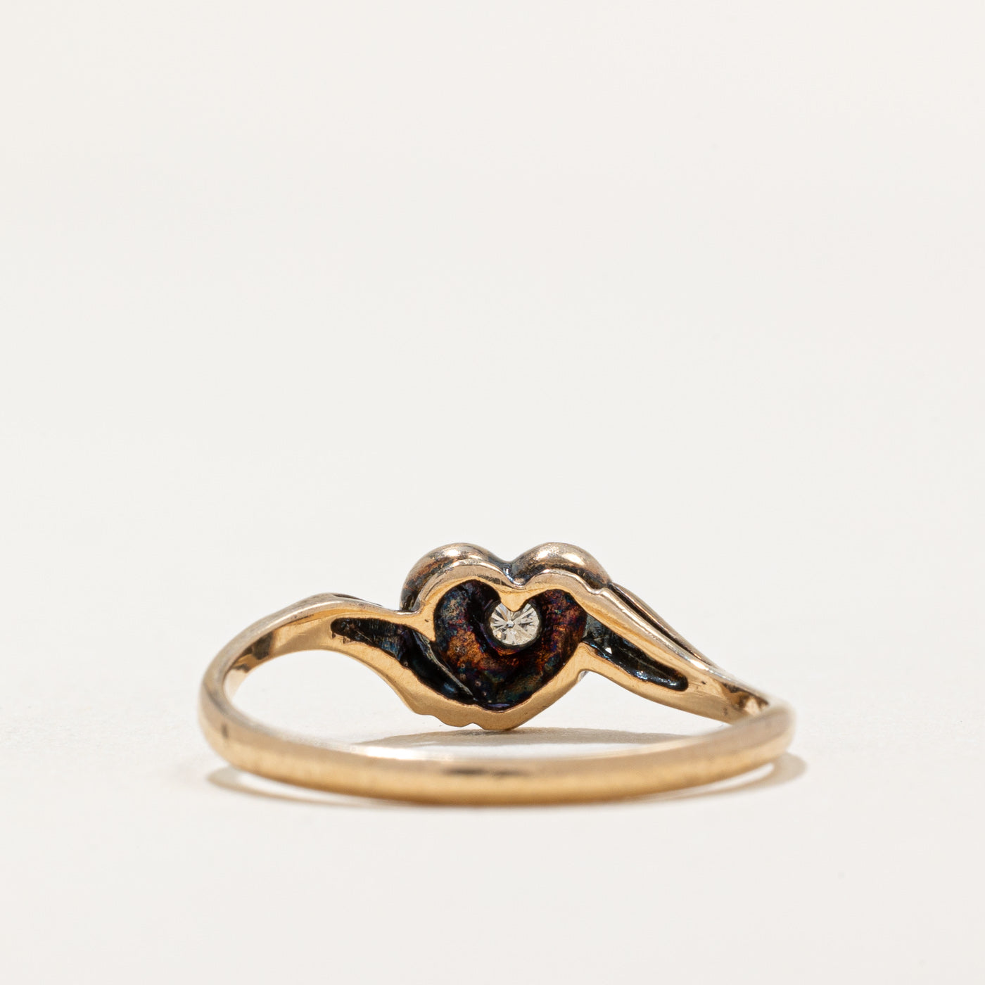 Flush Set Diamond Heart Bypass Ring | 0.03ct | SZ 7 |