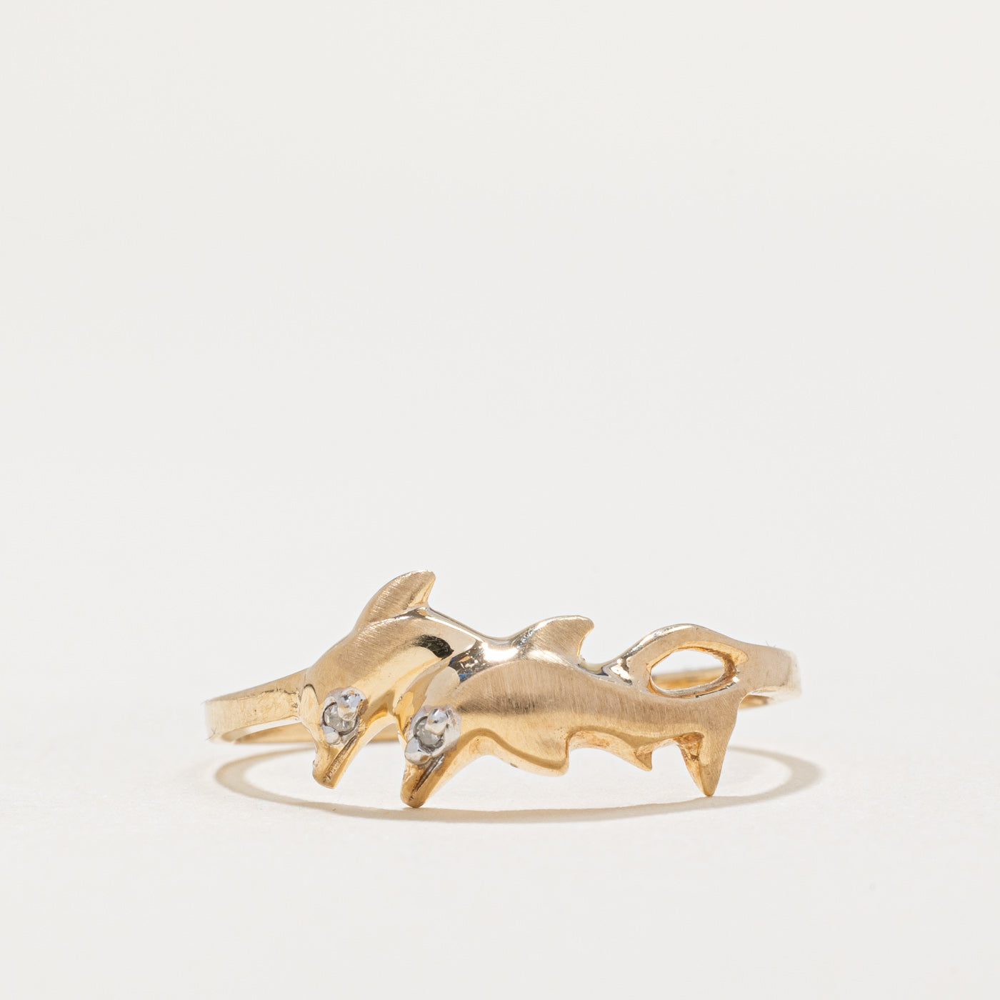 Diamond Double Dolphin Ring | 0.01ctw | SZ 7.25 |