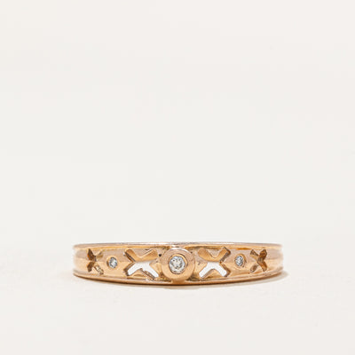 Diamond Bezel X Design Band | 0.02ctw | SZ 5.5 |