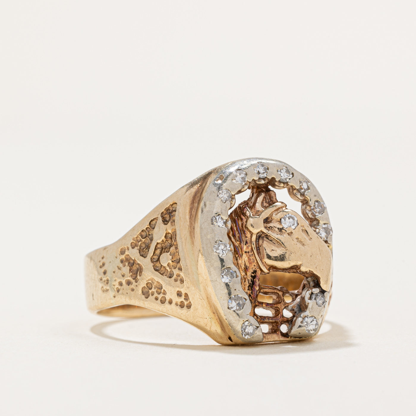 Diamond Horse Portrait Ring | 0.22ctw | SZ 11.25 |