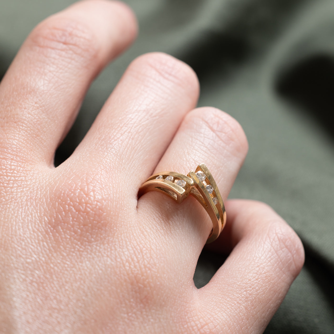 Channel Set Diamond Bypass Ring | 0.17ctw | SZ 6