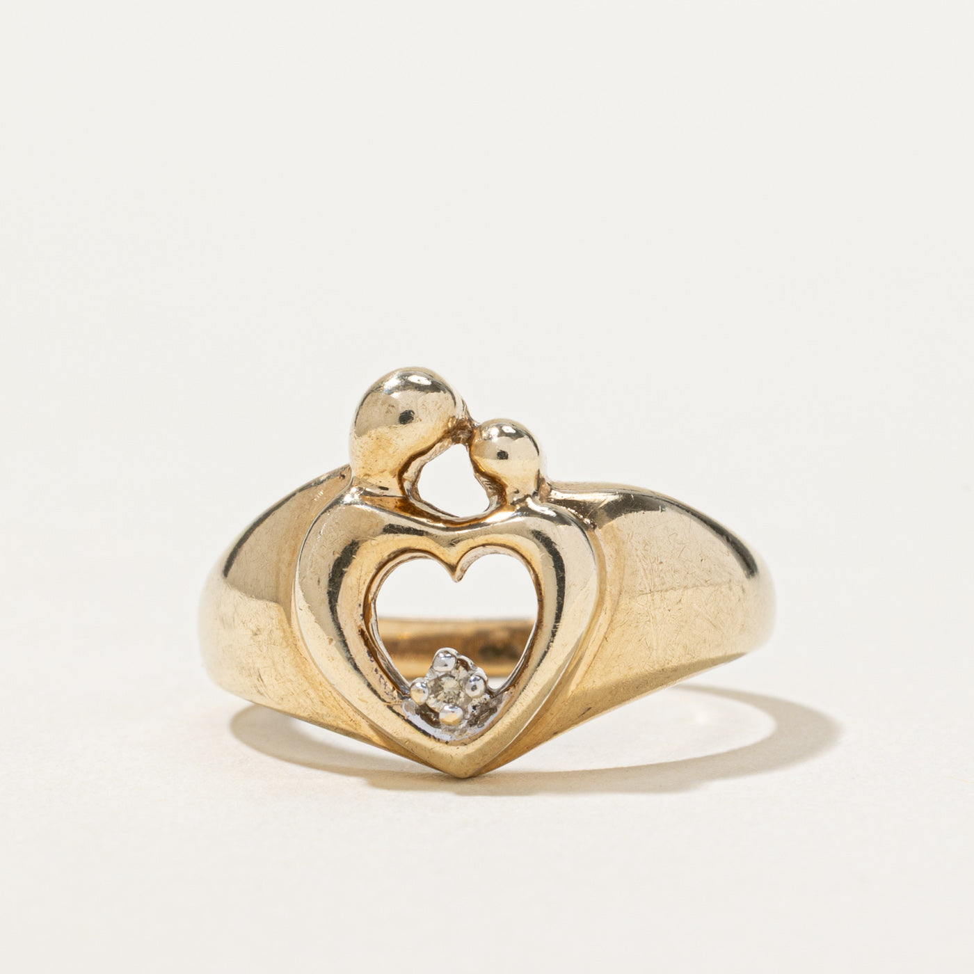 Single Stone Diamond Open Heart Ring | 0.02ct | SZ 6.5