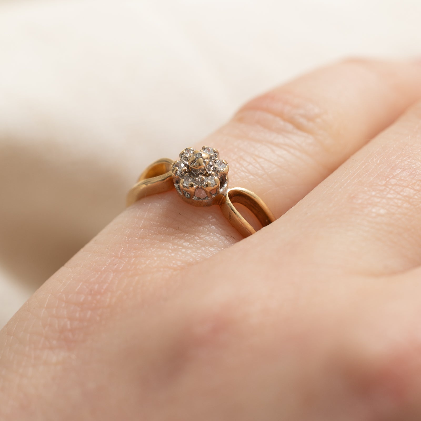Diamond Cluster Open Shank Ring | 0.03ctw | SZ 4