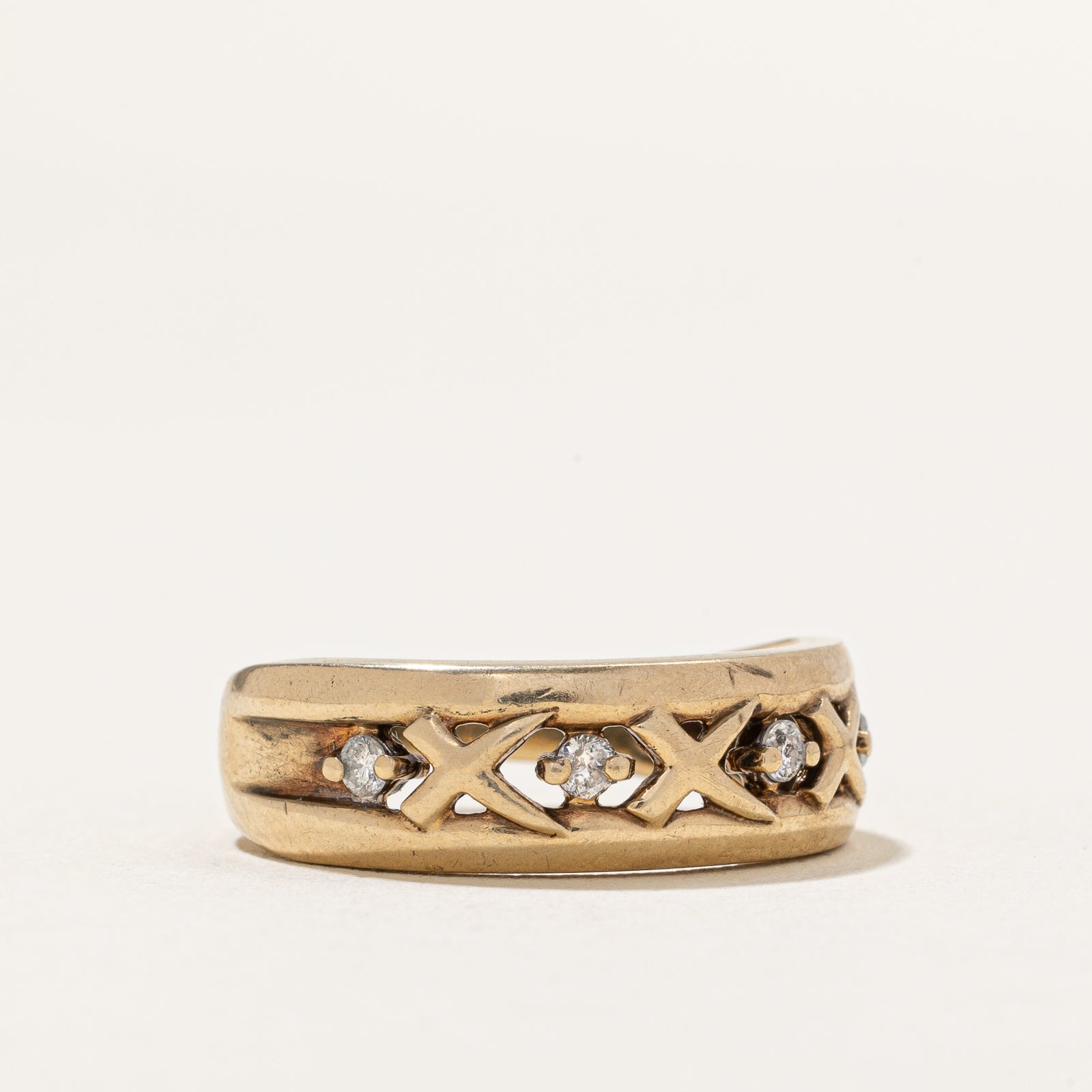 Four Stone Diamond X Band | 0.07ctw | SZ 6.5