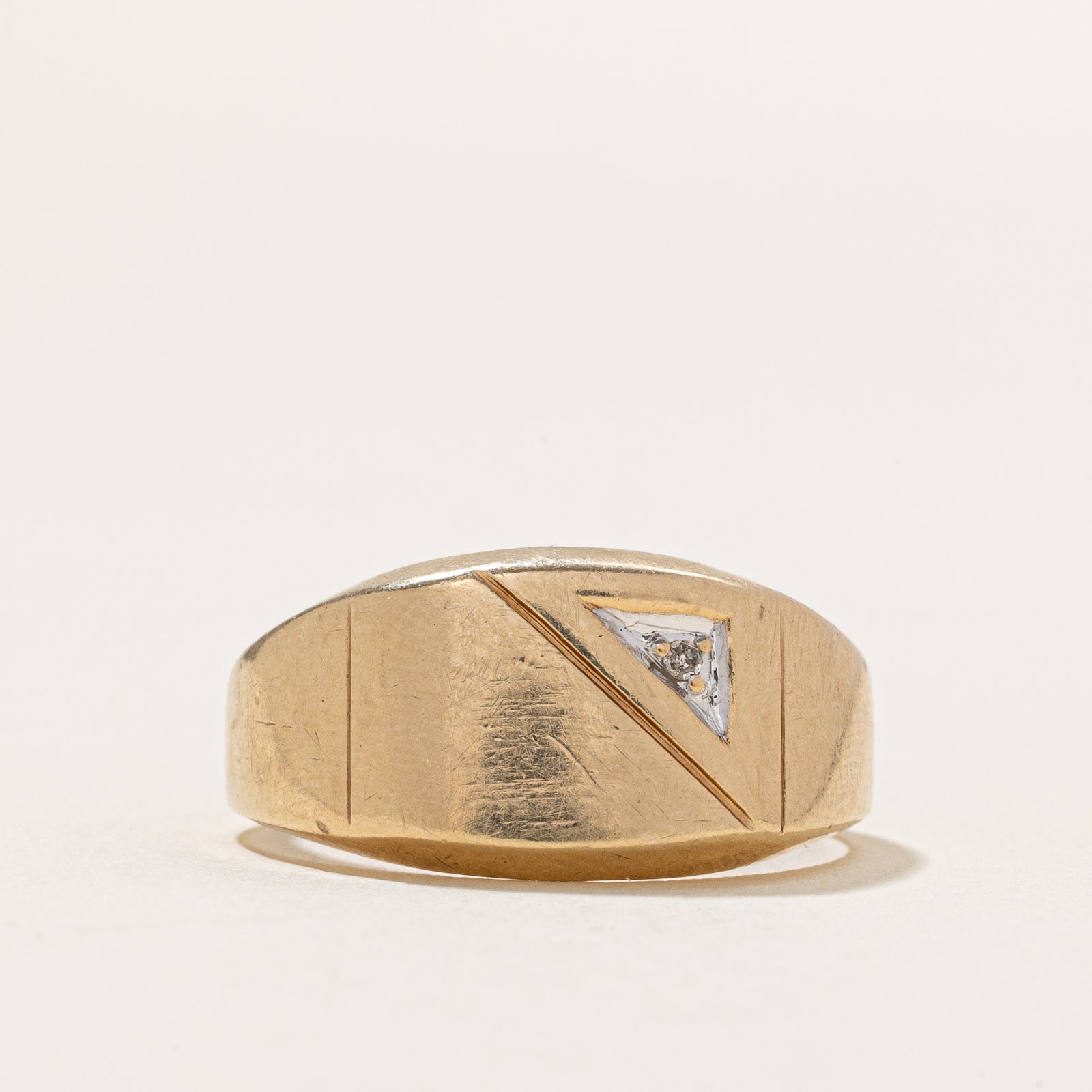 Corner Diamond Signet Ring | 0.007ct | SZ 7.5