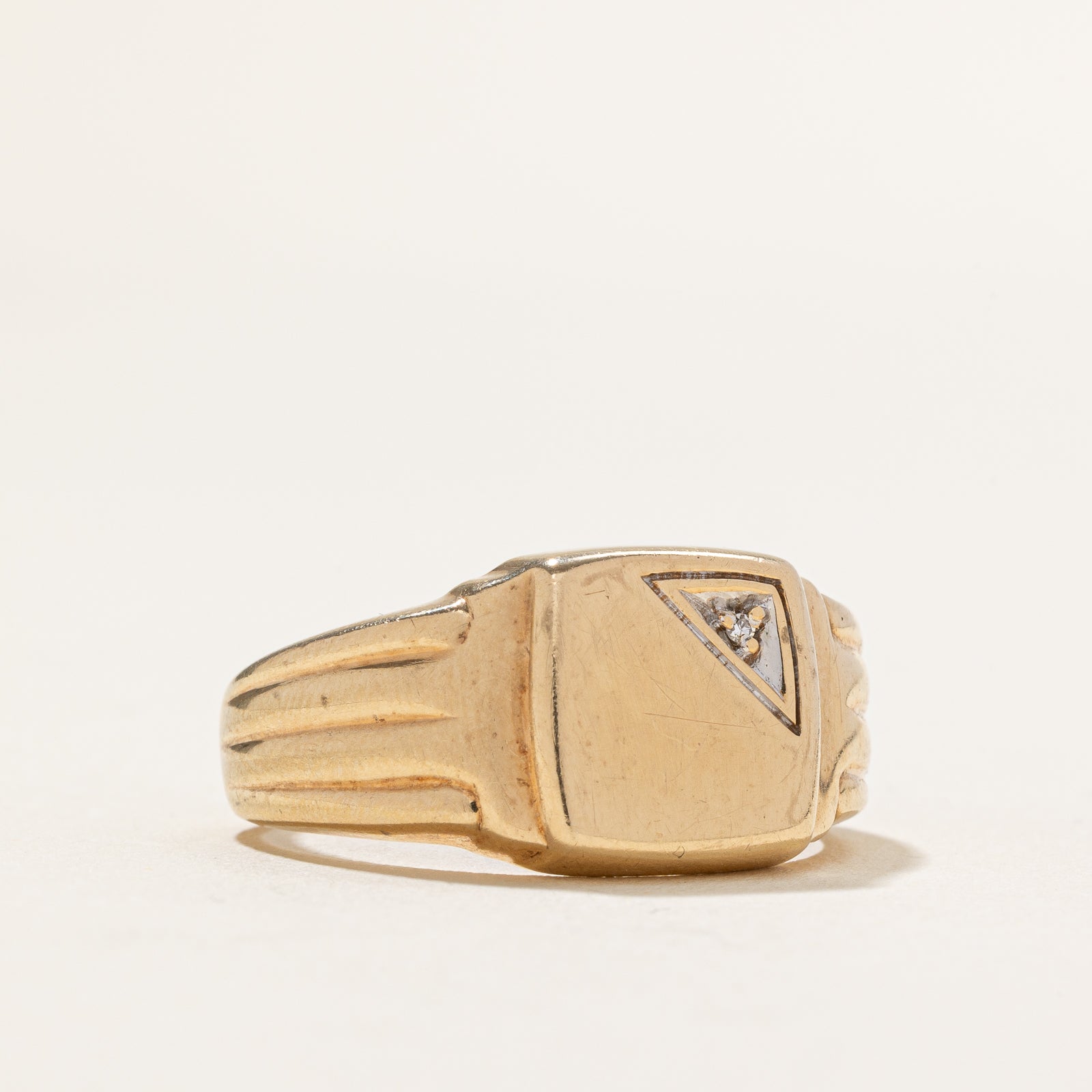 Corner Diamond Signet Ring | 0.002ct | SZ 11.25