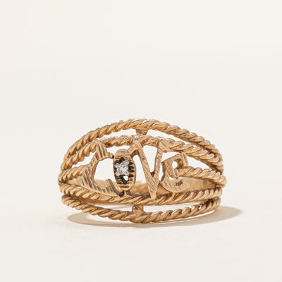 Diamond 'Love' Rope Textured Ring | 0.02ct | SZ 10