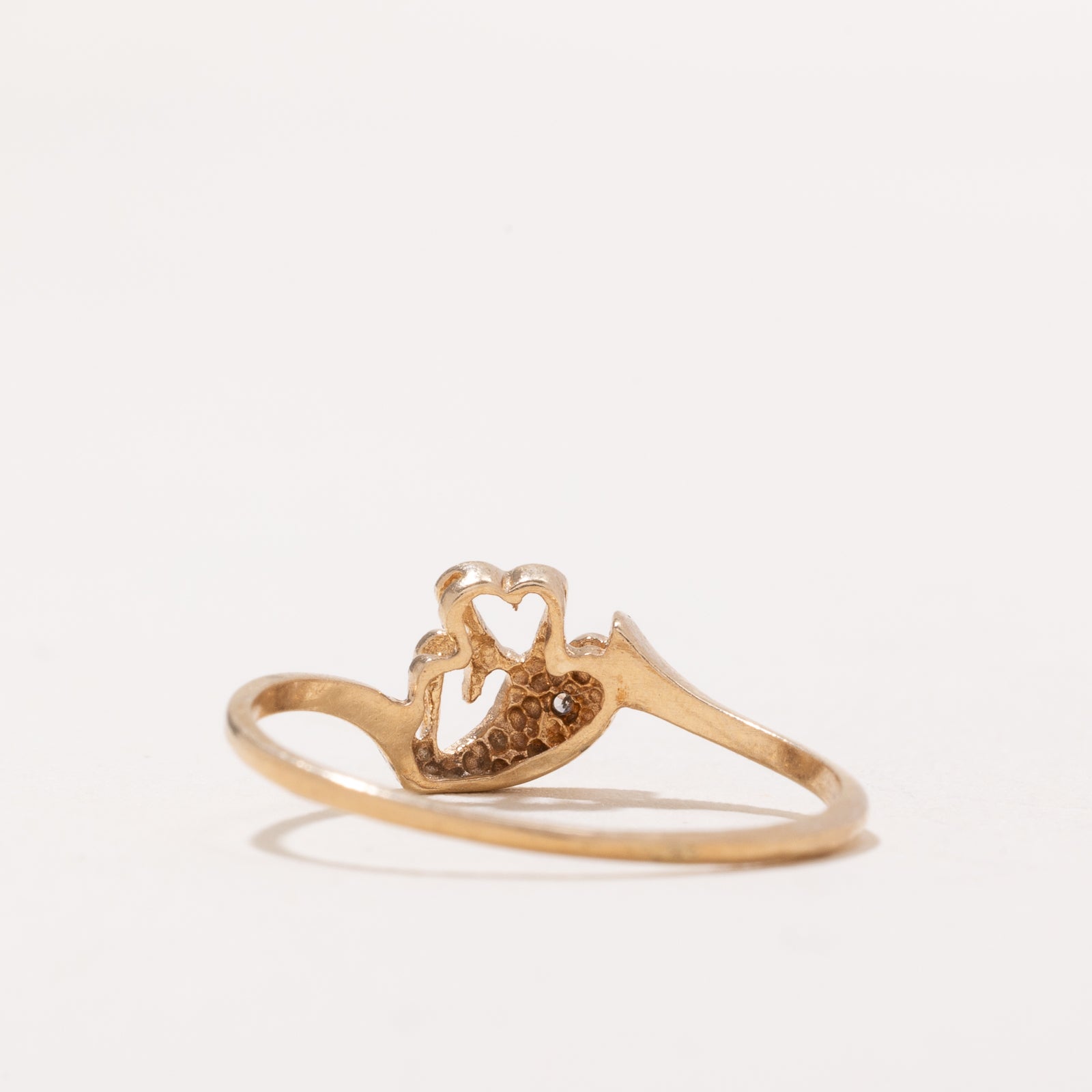 Diamond Heart Bypass Ring | 0.002ct | SZ 8