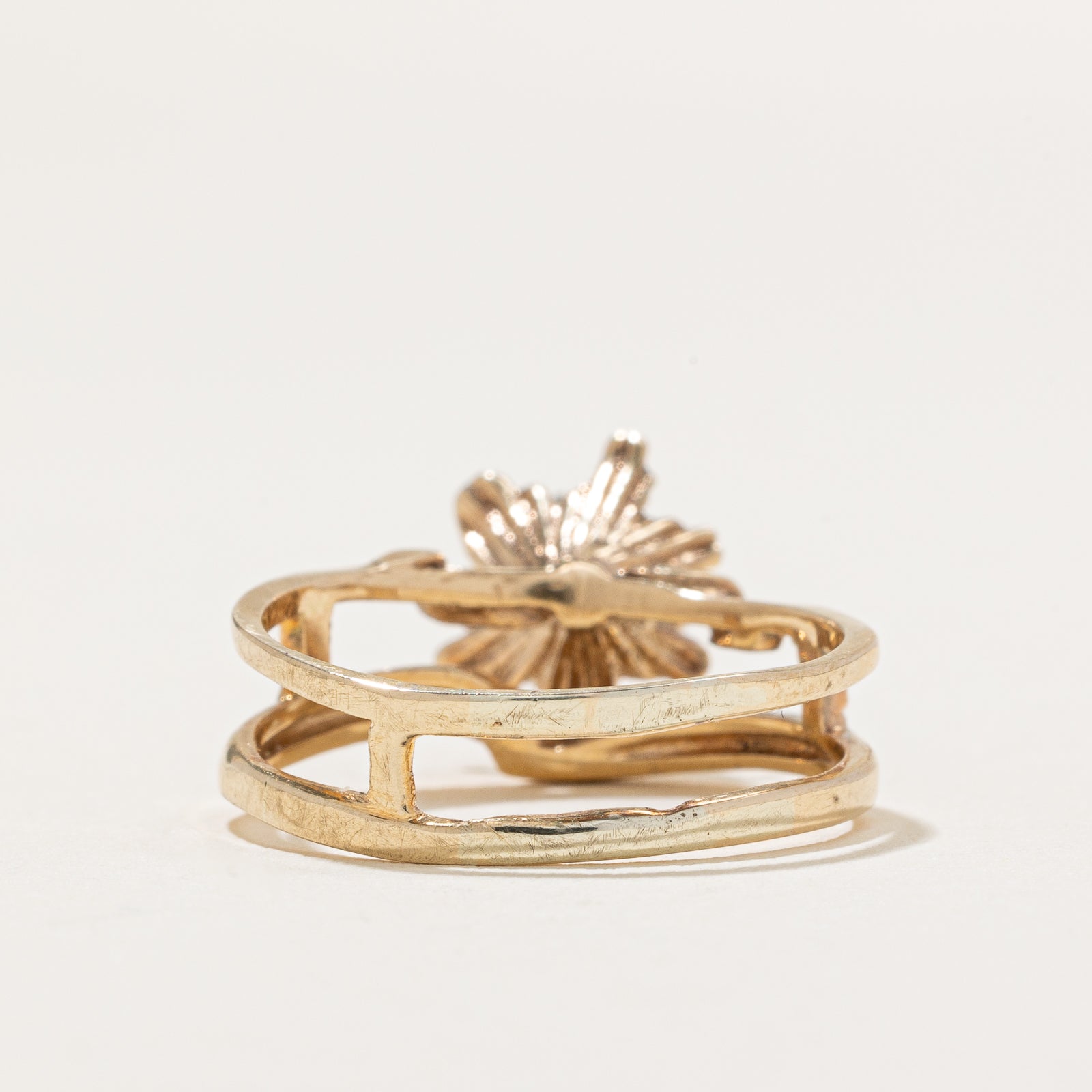 Three Stone Diamond Floral Ring | 0.11ctw | SZ 7