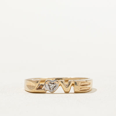 Single Stone Diamond 'LOVE' Band | 0.008ct | SZ 5.75