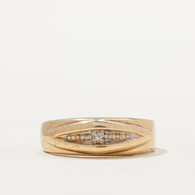 Single Stone Diamond Textured Band | 0.005ct | SZ 9.5
