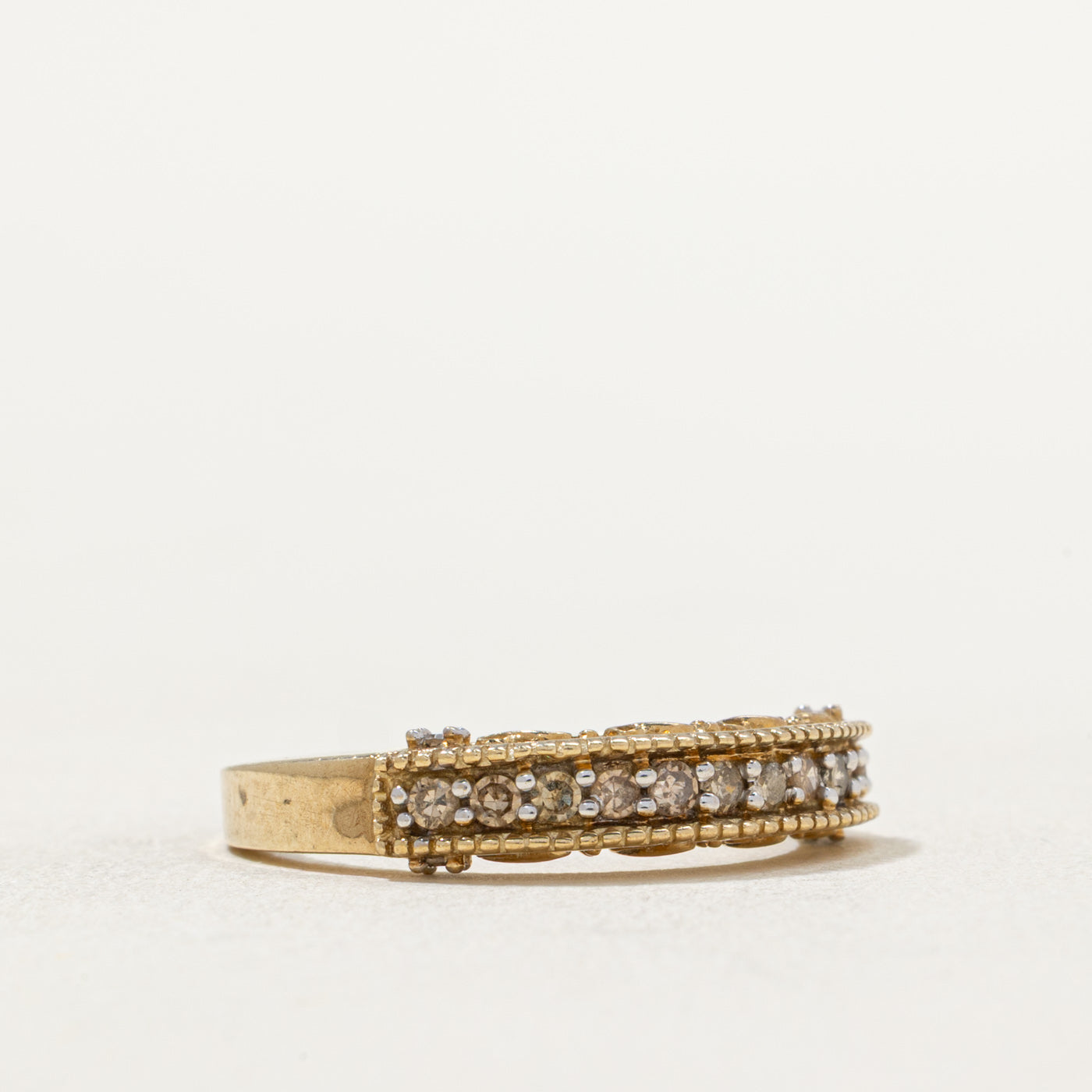 Semi Eternity Diamond Textured Band | 0.15ctw | SZ 6.25