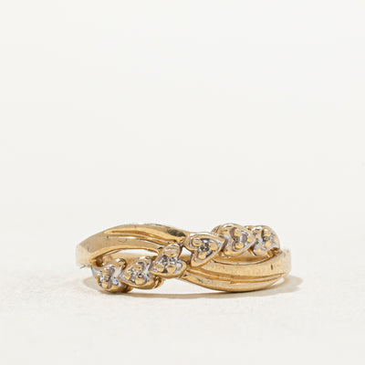 Diamond Heart Cross Over Ring | 0.03ctw | SZ 6