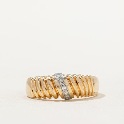 Diagonal Diamond Grooved Ring | 0.03ctw | SZ 8.5