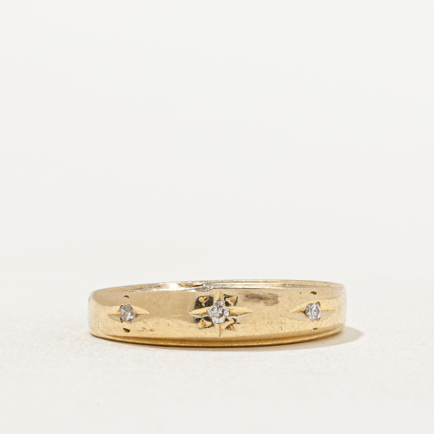 Vintage Canadian Three Stone Star Set Diamond Band | 0.05ctw | SZ 5.5