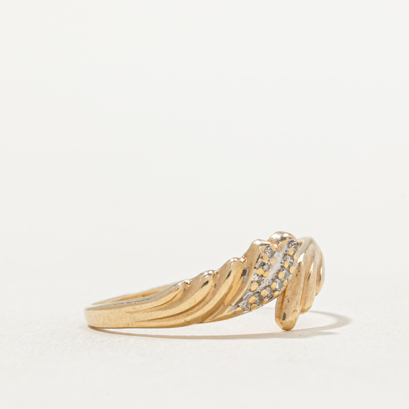 Diamond Groove Bypass Ring | 0.05ctw | SZ 8