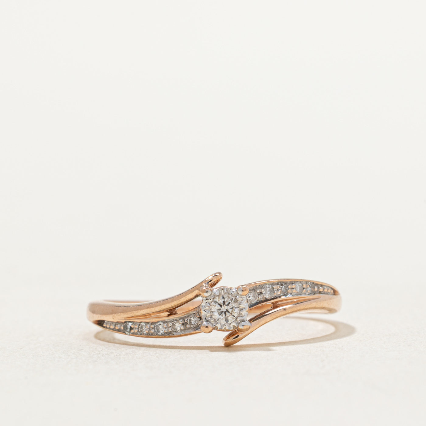 Rose Gold Diamond Bypass Ring | 0.10ctw | SZ 7.75