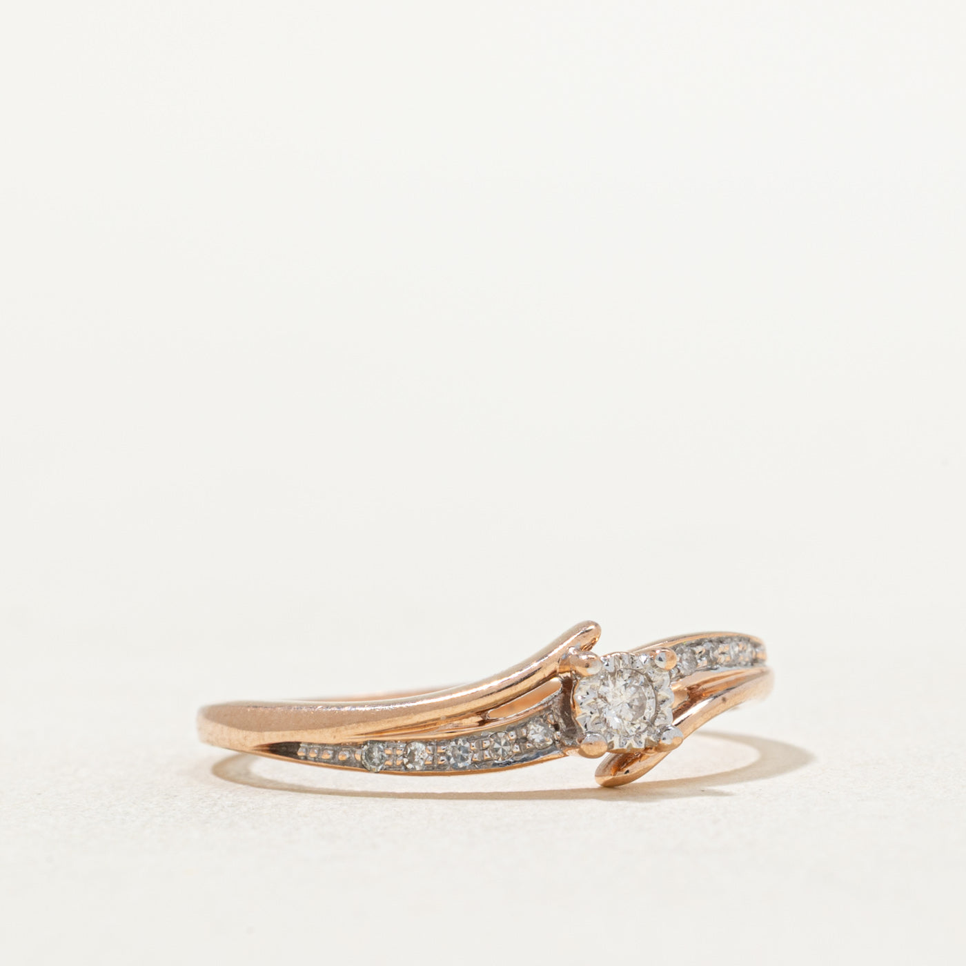 Rose Gold Diamond Bypass Ring | 0.10ctw | SZ 7.75