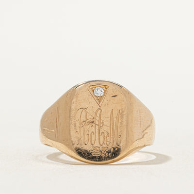 Single Diamond 'RAM' Initial Signet Ring | 0.04ct | SZ 11.25