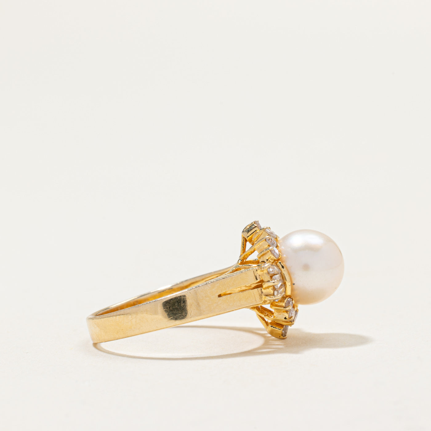 Pearl & Diamond Petal Ring | 0.38ctw | SZ 5.5