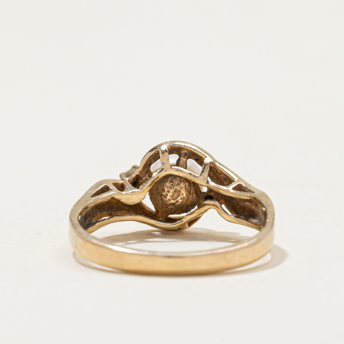 Pearl & Diamond Bypass Ring | 0.03ctw | SZ 8.5