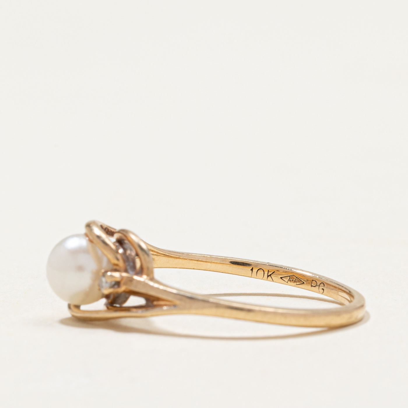 Pearl & Diamond Bypass Ring | 0.03ctw | SZ 6