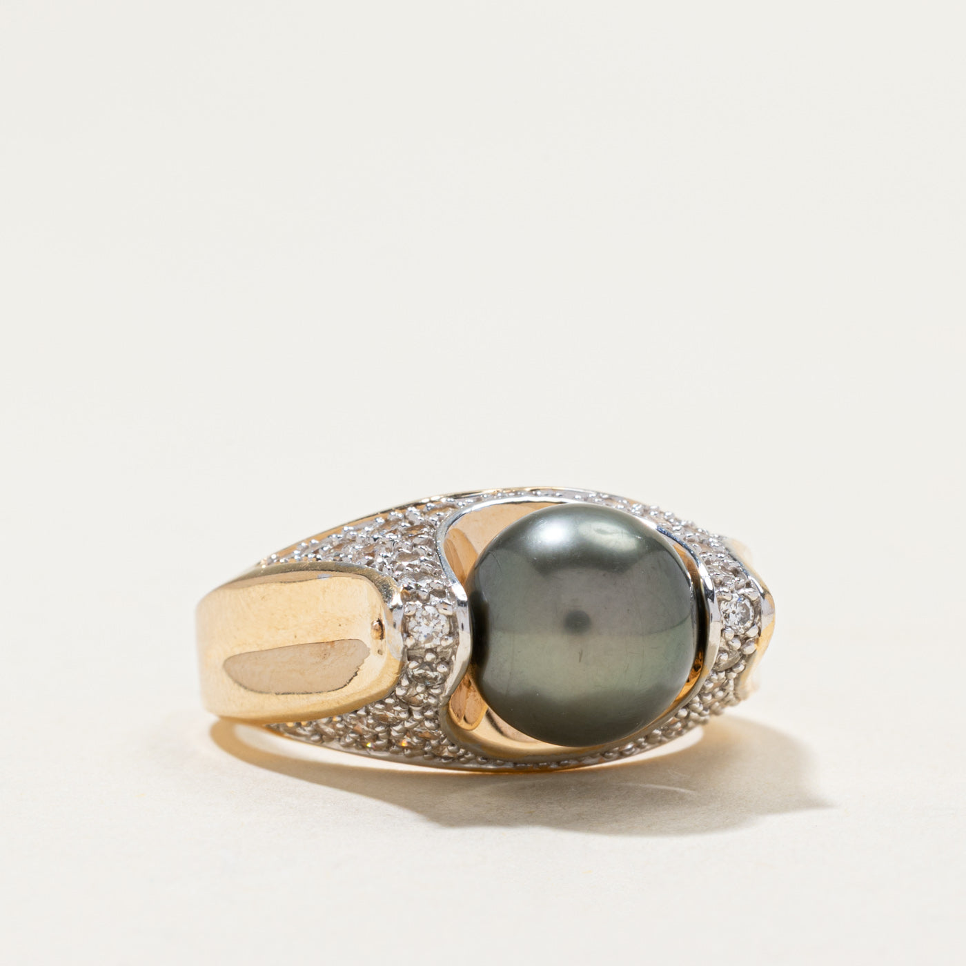 Kinetic Pearl & Diamond Cocktail Ring | 0.92ctw | SZ 8.75