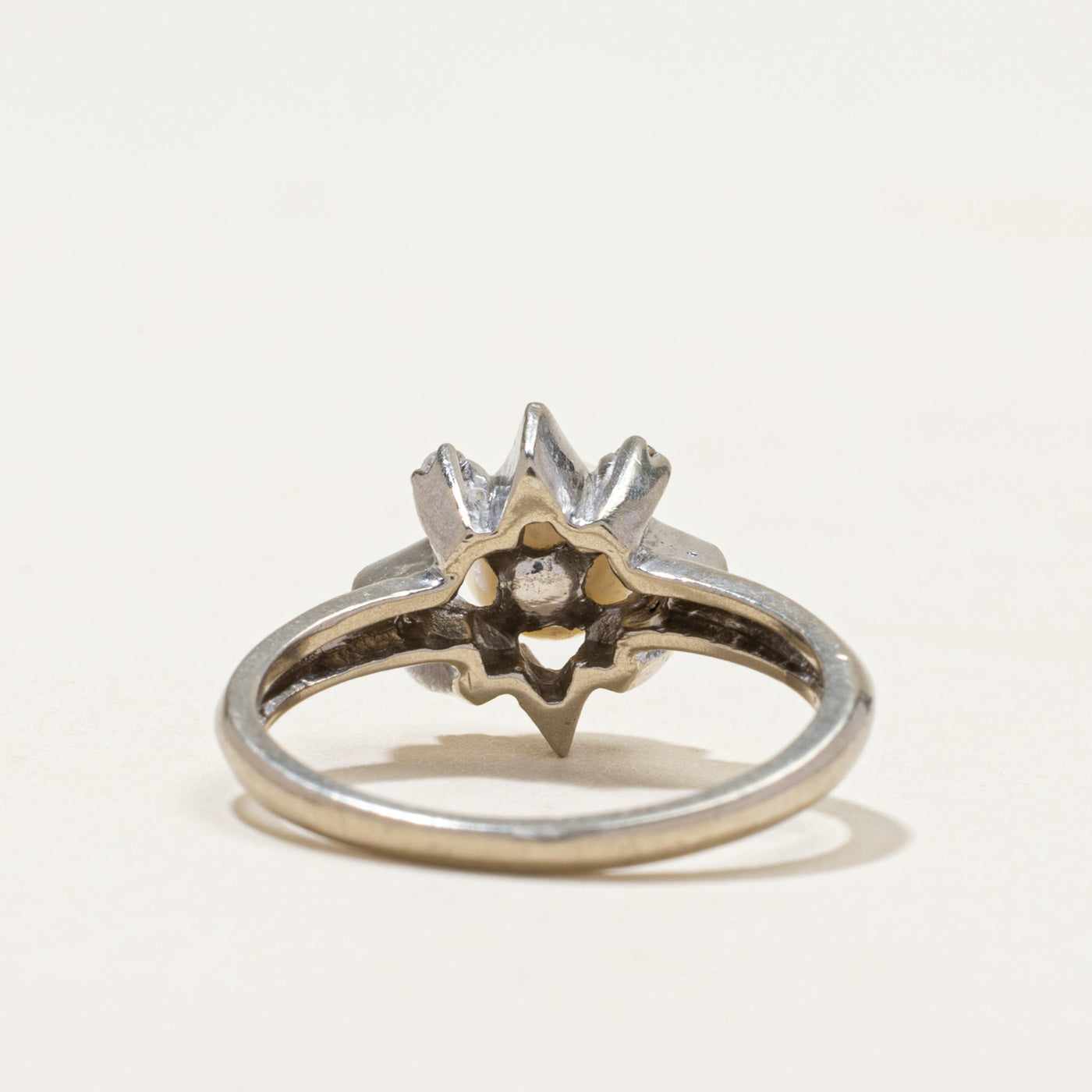 Pearl & Diamond Geometric Ring | 0.06ctw | SZ 6
