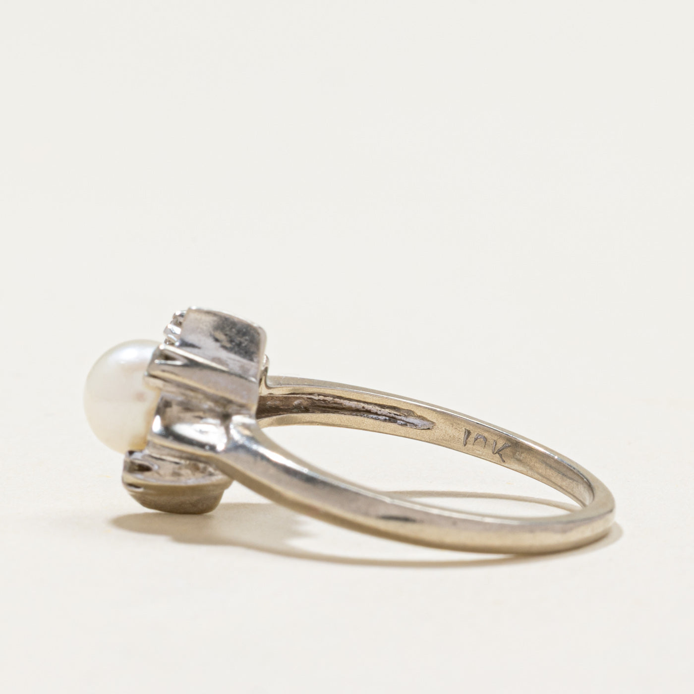 Pearl & Diamond Geometric Ring | 0.06ctw | SZ 6